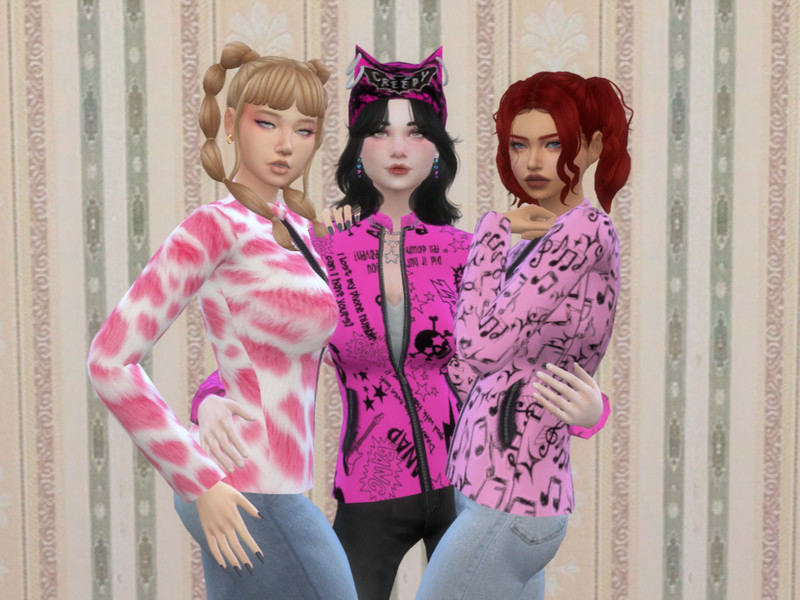 Sims 4 fall clothing CC Pink jacket by atinoski