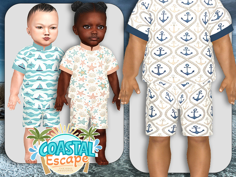 Sims 4 mens and boys beach swim and resort clothing CC Infants Coastal Serenity Shorts by Pelineldis