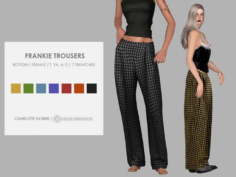 Sims 4 classic tailoring and knitwear custom content CC Frankie Trousers by Charlotte_Morris