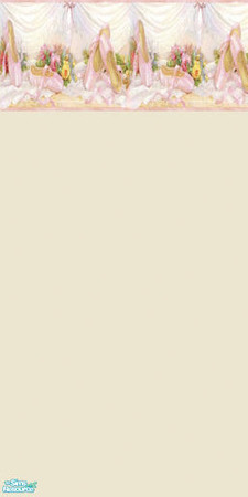 Sims 2 — Ballet slipper wall - Individual Item by annefranzen — Beige wallpaper with ballet shoe border for girls.