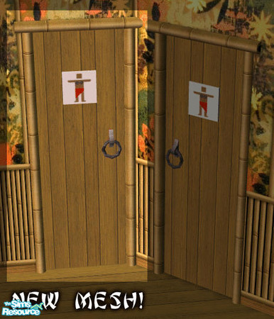 Sims 2 — Sim Tiki - Bamboo Women's Door by Shannanigan — Requires Bamboo Door to work properly in your game.