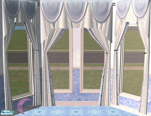 Sims 2 — D2DLaura's Blues Tie Back Curtains by D2Diamond — ...
