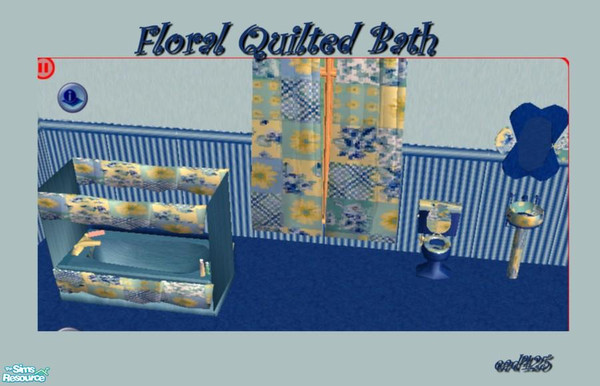 Sims 2 — Floral Quilt Bath by ead425 — Thanks to Numenor & RGiles, Quaxi. recolor of Skirted Bath Meshes -