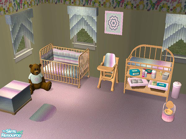 Sims 2 — Mia's Baby Girl Nursery by munchkin_brat — A beautiful nursery in a rainbow of colors. Texture by ATWA for