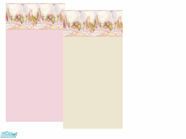 Sims 2 — Ballet slipper wall by annefranzen — Pink and beige walls with ballet shoe border for girls.