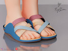 Sims 4 — Child Multicolored Sandals by FlyStone — Child casual wedge sandals with open toe, crisscross front straps,