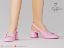 Sims 4 — Child Slingback Block Heels by FlyStone — Child slingback loafers with rounded toe shape, block heel design,