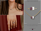 Sims 4 — Toi et Moi Emerald Cut Engagement Set by Glitterberryfly — A necklace and engagement ring with a Toi et Moi