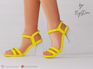 Sims 4 — Female Strappy Block Heel Sandals by FlyStone — Female open-toe strappy sandals with geometric upper design,