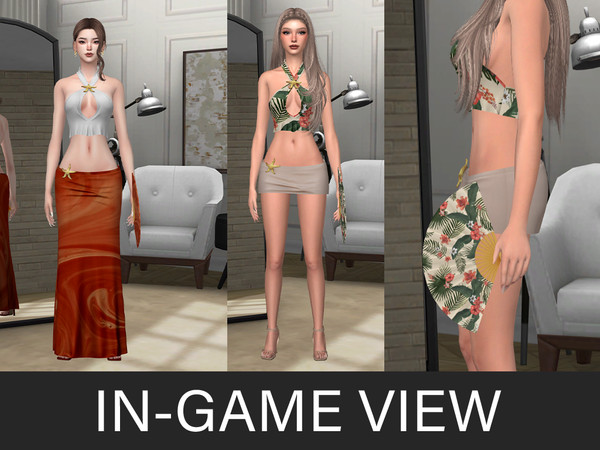 Sims 4 — By Beto - Ocumare (Long Skirt) by Beto_ae0 — Summery and tropical outfit, enjoy! The fan is located in the hats