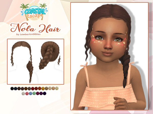 Sims 4 — Nola Hair - Toddler version by Lewbertsn00tles — An over the shoulder braid hairstyle, with curly face framing
