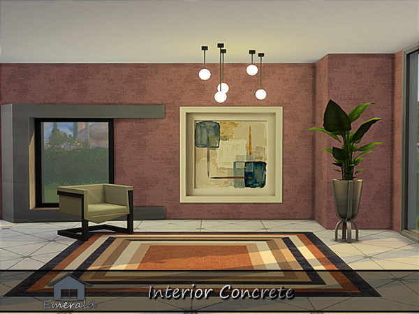 Sims 4 — Interior Concrete3 by Emerald — Easily upgrade your home with exact visual depth to add style into a space.