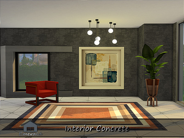Sims 4 — Interior Concrete5 by Emerald — Easily upgrade your home with exact visual depth to add style into a space.