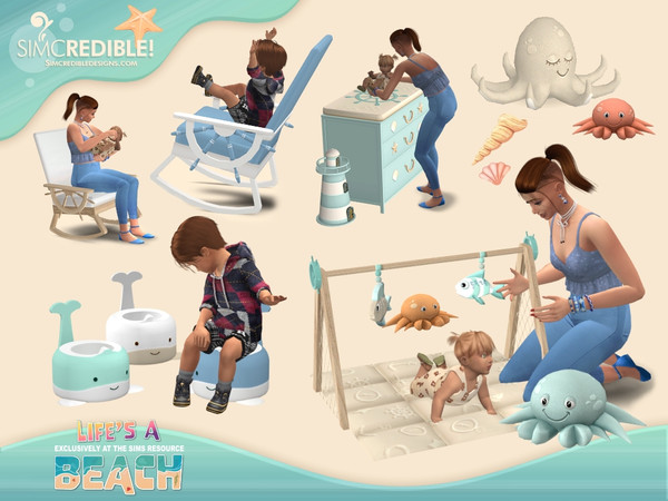 Sims 4 — Life's a Beach - Happy Tides Toddler bed boat by SIMcredible! — Ahoy babies! More sweetness in your tides with