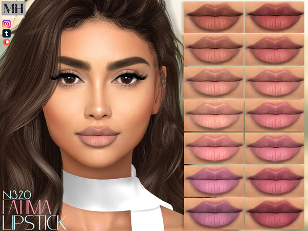 Sims 4 — Fatima Lipstick by MagicHand — Matte lips in 16 colors - HQ Compatible.