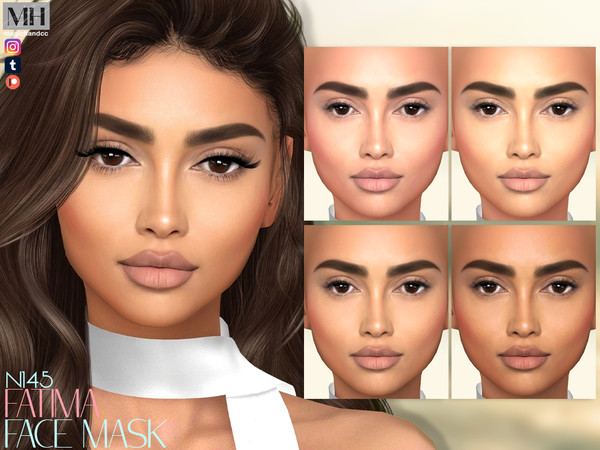 Sims 4 — Fatima Face Mask by MagicHand — Realistic face in 6 skin color variations - HQ Compatible.