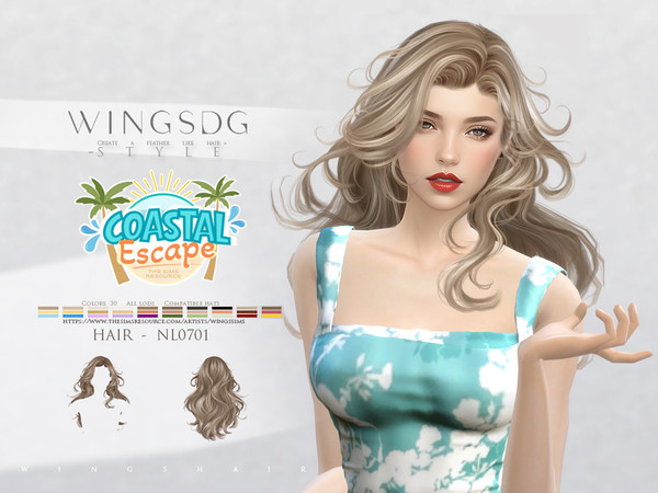 Sims 4 — WINGS HAIR-flowing long hair by wingssims — WINGS HAIR TS4 NL0701 (flowing long hair) Colors:30