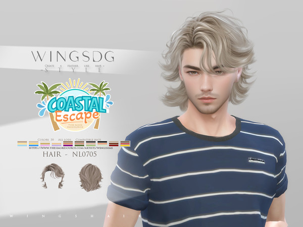 Sims 4 — WINGS HAIR-Short curly hair by wingssims — WINGS HAIR TS4 NL0705 (Short curly hair)