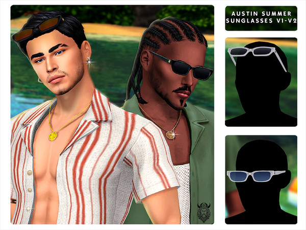 Sims 4 — Austin Summer Sunglasses V1 by OranosTR — A light, open shirt, perhaps with a tank top underneath. A matching