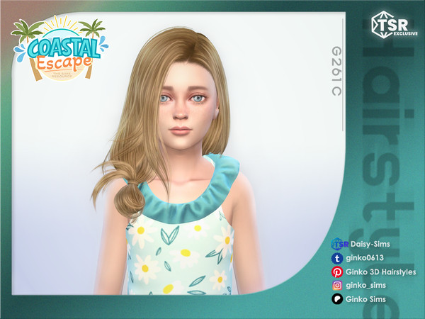 Sims 4 — Loose Low Bun Hair for Children - Coastal Escape by Daisy-Sims — 21 base colors + 9 ombre colors