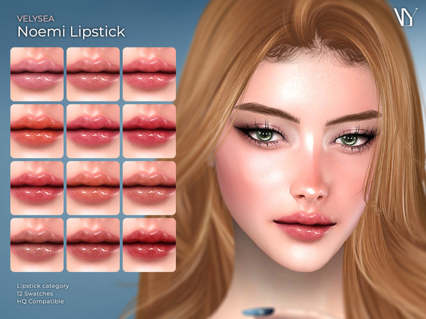 Sims 4 — VELYSEA Noemi Lipstick by VELYSEA — Lipstick category HQ comatble 12 swatches
