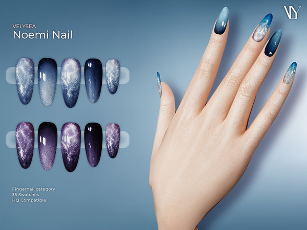 Sims 4 — VELYSEA Noemi Nail by VELYSEA — Fingernail category HQ comatble 35 swatches