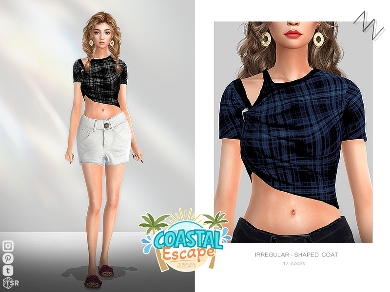 Sims 4 fall clothing CC IRREGULAR-SHAPED COAT by ZNsims