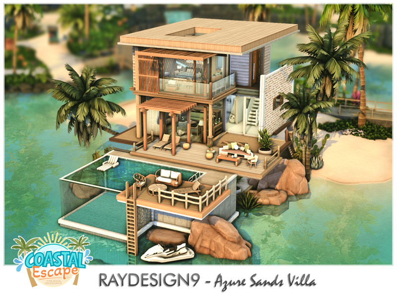 Sims 4 villa estate mansion and resort lot CC Azure Sands Villa by RayDesign9