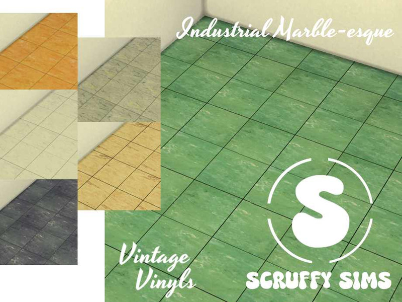 Sims 4 weathered industrial and grunge CC CC Vintage Vinyls - Industrial Marble-esque Flooring by Scruffy_Sims