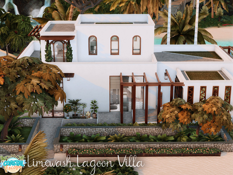 Sims 4 villa estate mansion and resort lot CC Limewash Lagoon Villa l noCC by simZmora