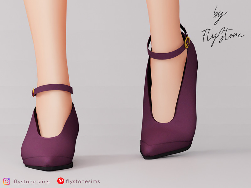 Sims 4 heel CC Female Pointed Toe Shoes With A Conical Heel by FlyStone