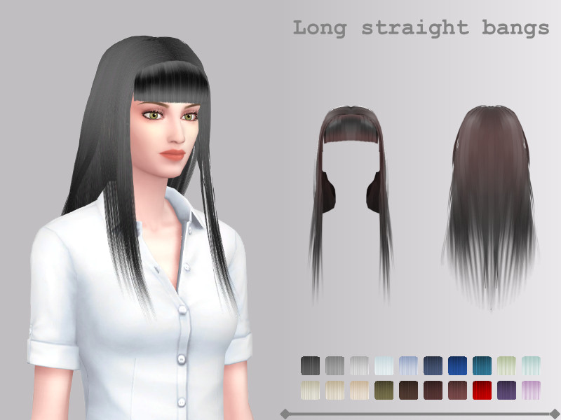 Sims 4 long flowing and layered hairstyle CC Long Straight Bangs by Yinyn
