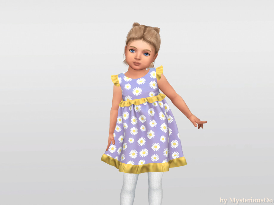 Sims 4 Child Ruffle The Sims Resource | Toddler - Ruffle trim floral dress