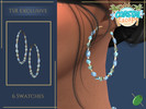 Sims 4 — Sea Stone Hoops by Pitted0live — Large hoops with blue and green colored stones Custom catalog image