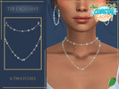 Sims 4 — Sea Stone Necklace by Pitted0live — Layered chain necklace with blue and green colored stones Custom catalog