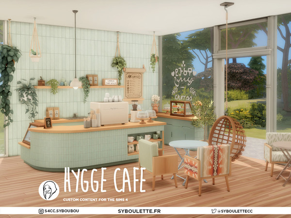 Sims 4 — Hygge Cafe - Welcome slate by Syboubou — Hygge Cafe brings the warmth of a tucked-away Scandinavian coffee shop