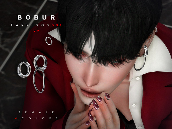 Sims 4 — Bobur Earrings 204 V1 by Bobur2 — Cuff earrings in two versions with and without a pendant for female