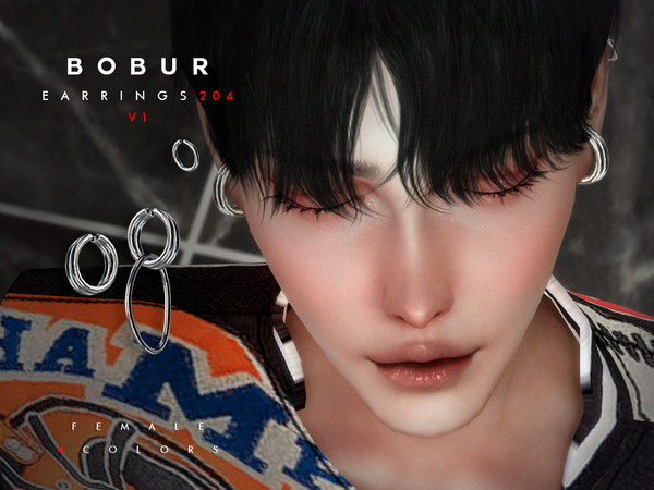 Sims 4 — Bobur Earrings 204 V2 by Bobur2 — Cuff earrings in two versions with and without a pendant for female