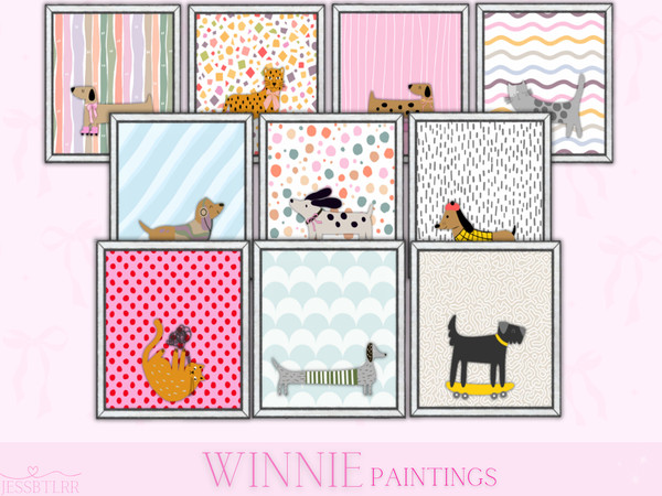 Sims 4 — Winnie Paintings by jessbtlrr — 10 colorful kids paintings with fun graphics.