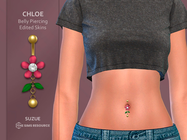 Sims 4 — Chloe Belly Piercing Edited Skins by Suzue — New Mesh (Suzue)