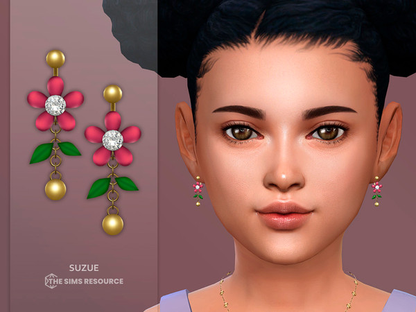 Sims 4 — Chloe Earrings Child by Suzue — New Mesh (Suzue)
