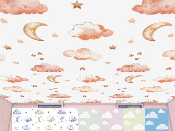 Sims 4 — Clouds Ceiling Tiles by lavilikesims — 2 cloud pattern to give that special touch to your room (also a floor)