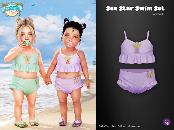 Sims 4 — Sea Star Swim Set for infant by WisteriaSims — Add a sweet seaside touch to your little babies summer outfits