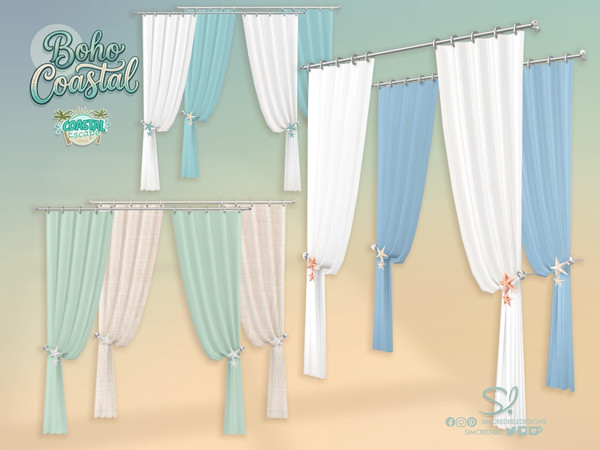 Sims 4 — Boho Coastal Curtain by SIMcredible! — Oh the summer! That's the time of the year to be lazy, lie down in bed