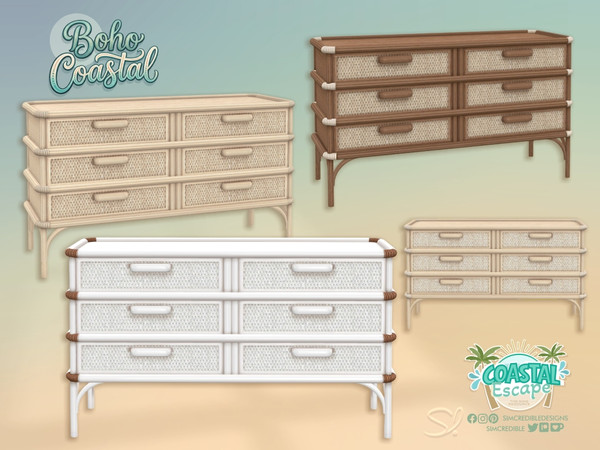 Sims 4 — Boho Coastal Dresser by SIMcredible! — Oh the summer! That's the time of the year to be lazy, lie down in bed