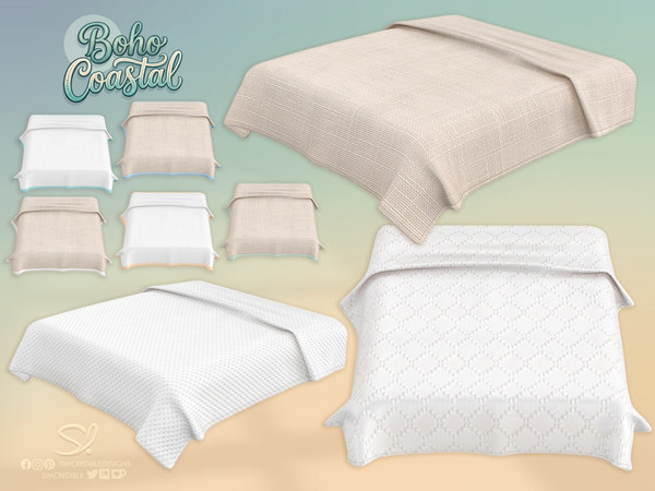 Sims 4 — Boho Coastal Bed Blanket 1 by SIMcredible! — Oh the summer! That's the time of the year to be lazy, lie down in