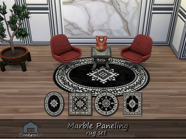 Sims 4 — MarblePanelingRug5 by Emerald — Elevate your interior rooms with the perfect luxury designs using marble