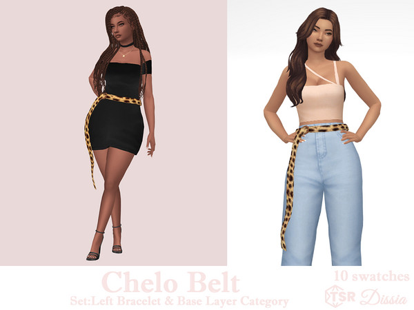 Sims 4 — Chelo Belt - Left Bracelet Category by Dissia — Cheetah pattern long belt