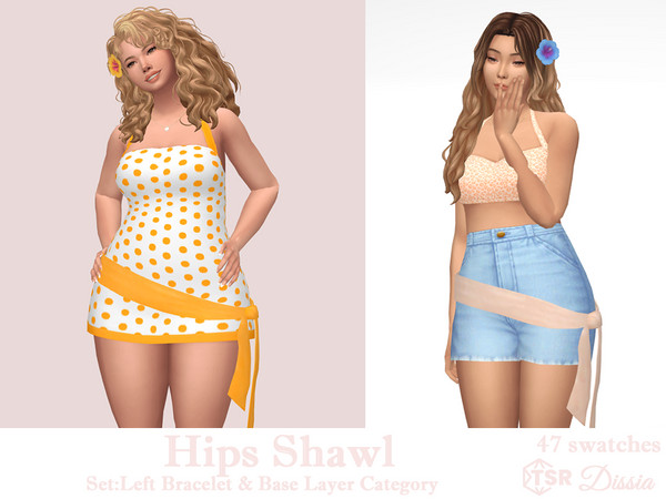 Sims 4 — Hips Shawl Belt Big - Base Layer Category by Dissia — Shawl tied on hips in tight and more oversized version to