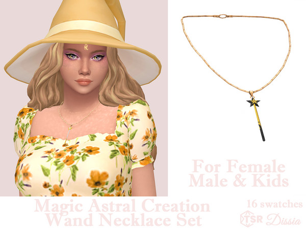 Sims 4 — Magic Astral Creation Wand Necklace Male by Dissia — Astral creation star wand shrunk to a little version hanged